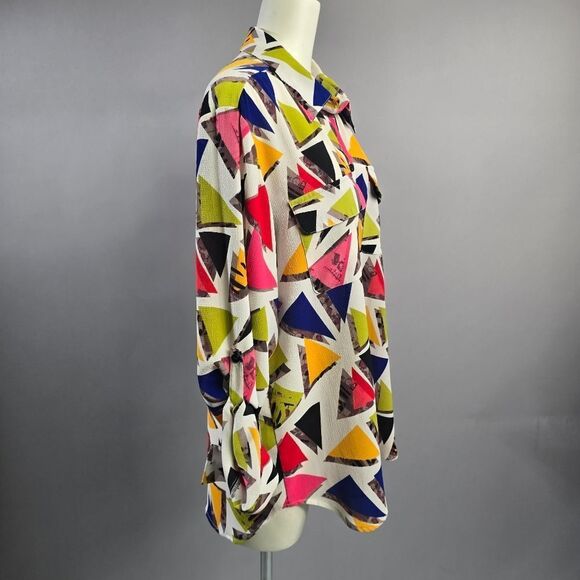 Abstract Multicolor Button Down Shirt R4 - Picture 2 of 5